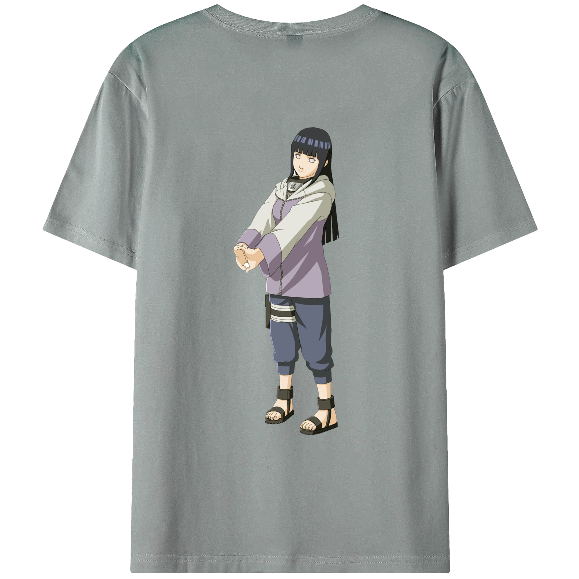 （画像用） NARUTO -ナルト- 日向ヒナタ Hyūga Hinata 綿100％ メンズ半袖Tシャツ（バックプリント） 通気性